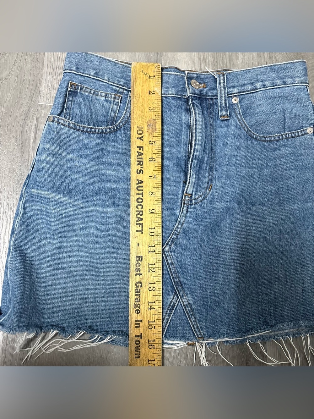 Madewell Rigid Denim A-Line Mini Skirt Frayed Hem Women’s Size 27 - Picture 8 of 8